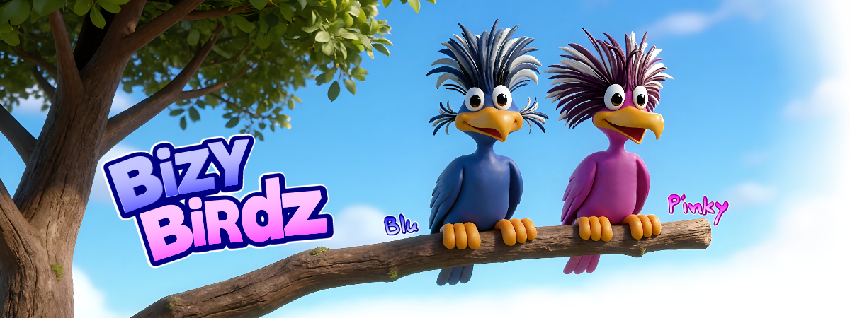Blu and Pinky sitting on a nest in a sunny tree